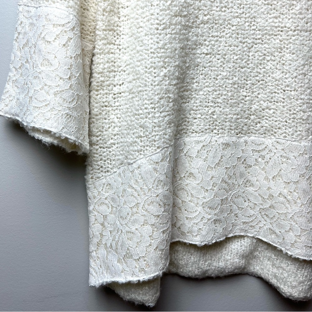 Chico’s NEW Jasmine Lace Trim Wool Blend Pullover Sweater Sz M - Picture 5 of 11